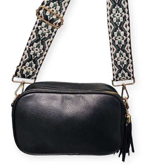 "The Sunday Bruncher" Black Russian Camera Style Crossbody Bag - Picture 10 of 16